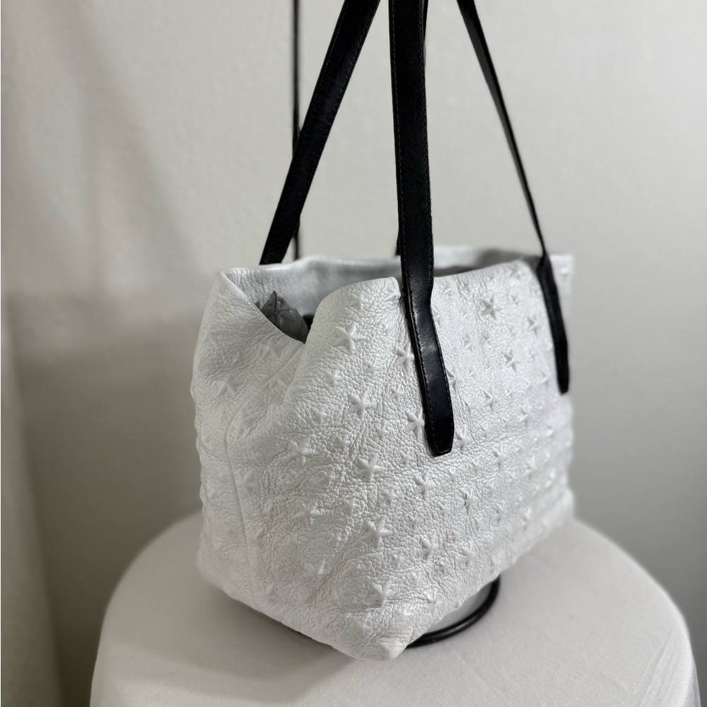 Jimmy Choo White Leather embossed Star Tote - Picture 9 of 12